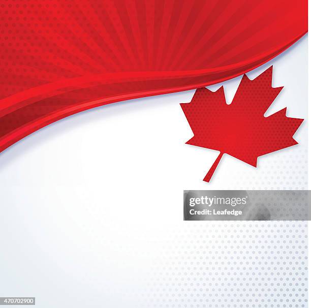 カナダの独立記念日背景[波とメープルリーフ] - カナダ国旗点のイラスト素材／クリップアート素材／マンガ素材／アイコン素材