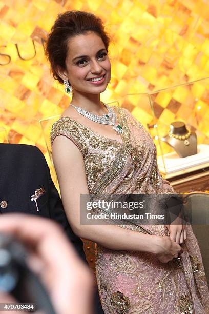 Bollywood actor Kangana Ranaut during the launch of Sunar Jewelry on April 20, 2015 in New Delhi, India.