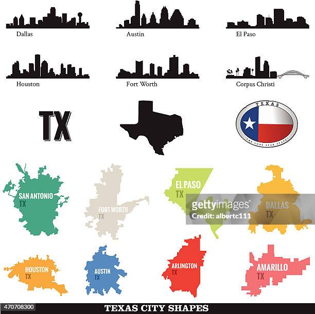 texas cityscapes and city shapes - fort worth stock illustrations