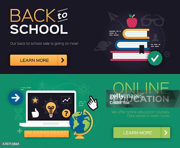 stockillustraties, clipart, cartoons en iconen met back to school and online education - e reader