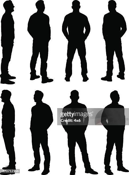 legerer mann stehend - in silhouette stock-grafiken, -clipart, -cartoons und -symbole