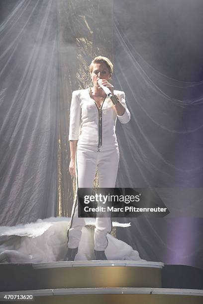 German singer Michelle performs on stage at the Palladium on April 22, 2015 in Cologne, Germany.