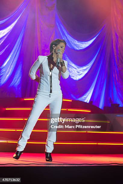 German singer Michelle performs on stage at the Palladium on April 22, 2015 in Cologne, Germany.