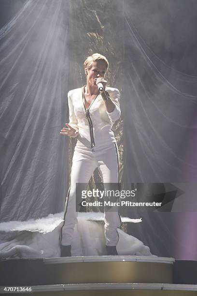German singer Michelle performs on stage at the Palladium on April 22, 2015 in Cologne, Germany.