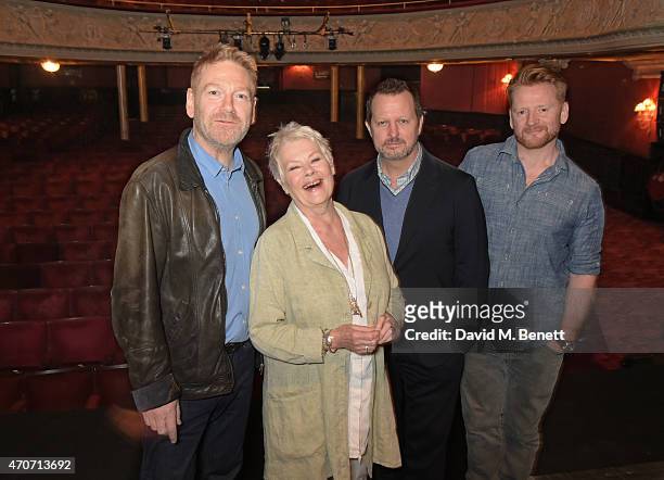 Kenneth Branagh, Dame Judi Dench, Rob Ashford and Christopher Oram pose at a photocall to launch "Plays At The Garrick", the inaugural season of...