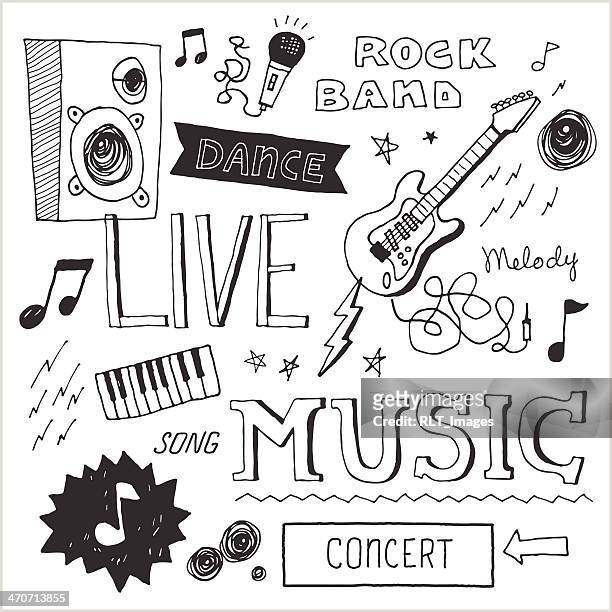 music doodles 2 — vector elements - rock music stock illustrations