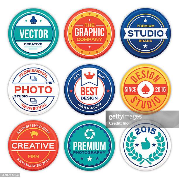 stockillustraties, clipart, cartoons en iconen met company and business badges - button