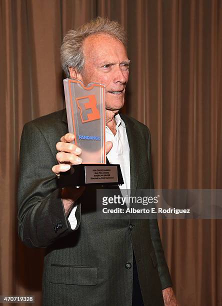 Recipient of the Fandango Fan Choice award for Favorite Film of 2014, 'American Sniper,' Clint Eastwood attends CinemaCon and Warner Bros. Pictures...