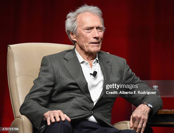 Recipient of the Fandango Fan Choice award for Favorite Film of 2014, 'American Sniper,' Clint Eastwood speaks onstage during CinemaCon and Warner...