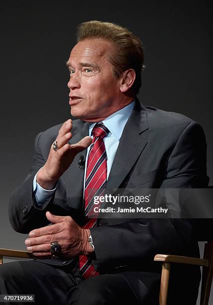 Arnold Schwarzenegger attends the Apple Store Soho Presents Tribeca Film Festival: Henry Hobson and Arnold Schwarzenegger, "Maggie" at Apple Store...