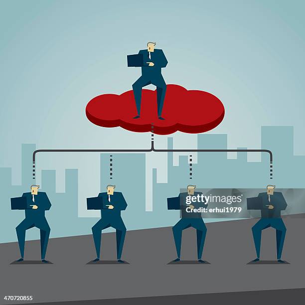 businessmen on a cloud computing background - server technician stock illustrations