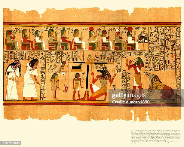 ancient egyptian papyrus of ani - book of the dead - egyptian gods stock illustrations