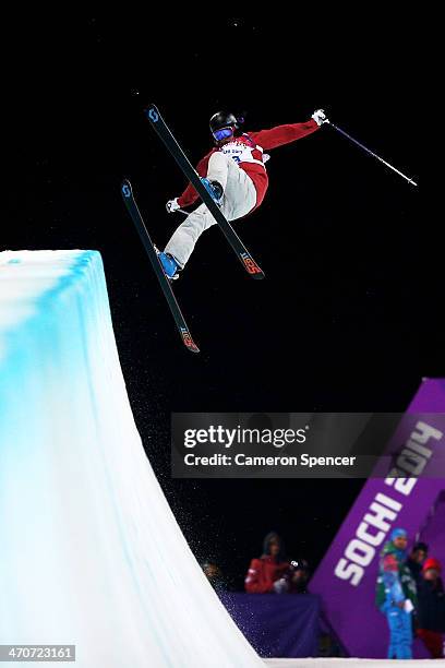 Rosalind Groenewoud of Canada crashes in the Freestyle Skiing Ladies' Ski Halfpipe Finals on day thirteen of the 2014 Winter Olympics at Rosa Khutor...
