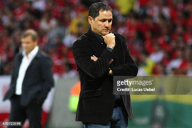 Juan Carlos Paz Garca coach of The Strongest during match between Internacional and The Strongest as part of Copa Bridgestone Libertadores 2015, at...