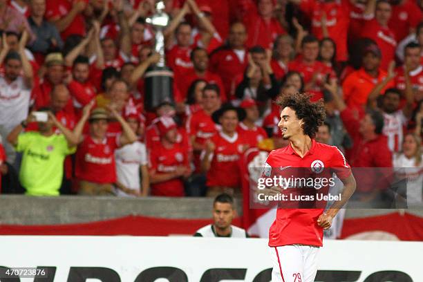 Valdivia of Internacional celebrates their first goal during match between Internacional and The Strongest as part of Copa Bridgestone Libertadores...