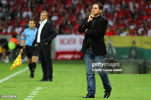 Juan Carlos Paz Garca coach of The Strongest during match between Internacional and The Strongest as part of Copa Bridgestone Libertadores 2015, at...