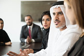 Arab businessman talking in a meeting