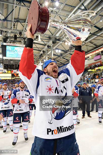 Christoph Ullmann of the Adler Mannheim during the game between ERC Ingolstadt and Adler Mannheim on april 22, 2015 in Mannheim, Germany.