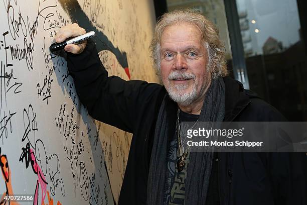 Musician Randy Bachman signs the wall at AOL Build Speakers Series: Randy Bachman at AOL Studios In New York on April 22, 2015 in New York City.