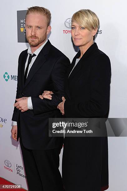 Actors Ben Foster and Robin Wright attend the Women In World Summit held in New York on April 22, 2015 in New York City.