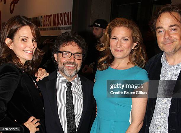 Tina Fey, Jeff Richmond, Ana Gasteyer and Charlie McKittrick arrive at the opening night of "Something Rotten!" on Broadway at The St. James Theatre...