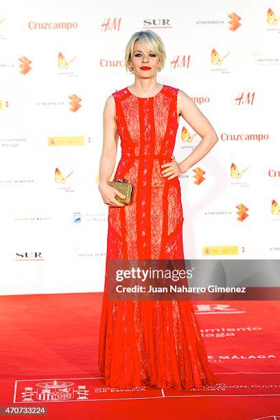 Spanish actress Maria Adanez attends the 'Sexo Facil, Peliculas Tristes' premiere at the Cervantes Theater during the 18th Malaga Film Festival on...