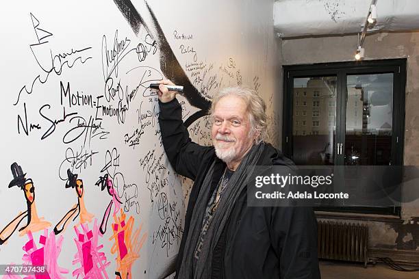 Musician Randy Bachman signs the wall at AOL Build Speakers Series: Randy Bachman at AOL Studios In New York on April 22, 2015 in New York City.