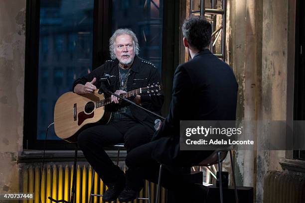 Musician Randy Bachman signs the wall at AOL Build Speakers Series: Randy Bachman at AOL Studios In New York on April 22, 2015 in New York City.