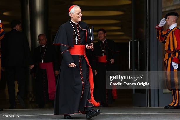 Archbishop of Washington cardinal Donald Wuerl leaves the Paul VI Hall after an Extraordinary Consistory on the themes of Family on February 20, 2014...