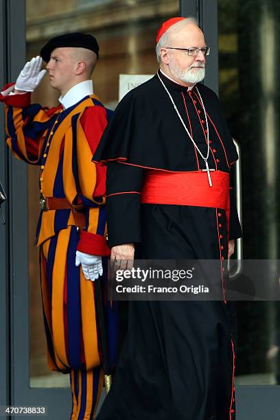 Archbishop of Boston Cardinal Sean O'Malley leaves the Paul VI Hall after an Extraordinary Consistory on the themes of Family on February 20, 2014 in...