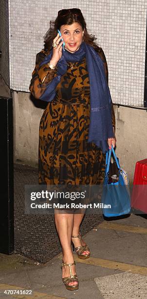 Kirstie Allsopp leaving the ITV studios on April 22, 2015 in London, England.