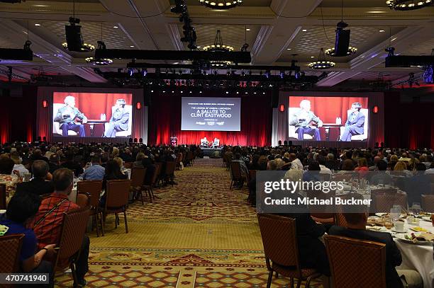 Guests attend CinemaCon and Warner Bros. Pictures Present The Legend of Cinema Luncheon: A Salute to Clint Eastwood at Caesars Palace during...