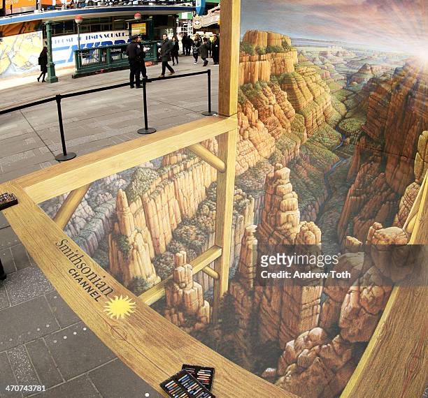 The atmosphere during Grand Canyon comes to Times Square in 3-D presented by Smithsonian ChannelÕs Aerial America at Times Square on February 20,...