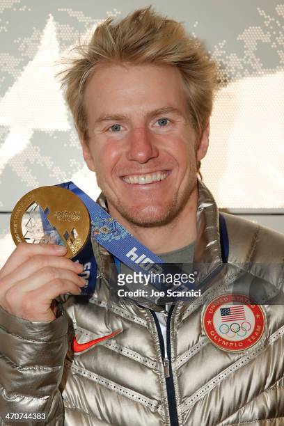 Olympian Ted Ligety visits the USA House in the Olympic Village on February 20, 2014 in Sochi, Russia.