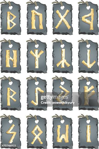golden runes - viking rune symbols stock illustrations