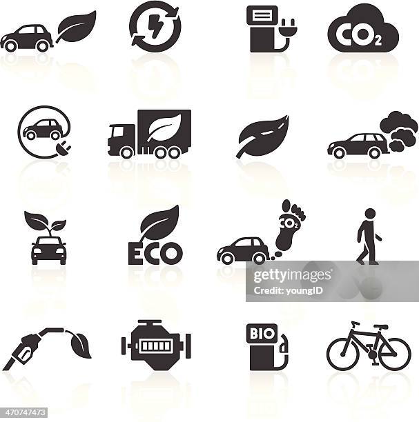 illustrazioni stock, clip art, cartoni animati e icone di tendenza di icone di automobili e l'ambiente - gas di scarico