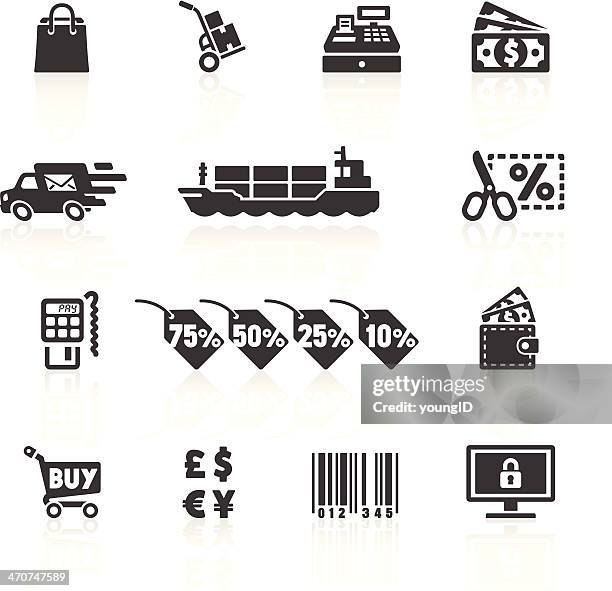 shopping & e-commerce icons 2 - cargo ship stock illustrations