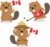 Canadian Beaver holding flag jockey boy scout always ready