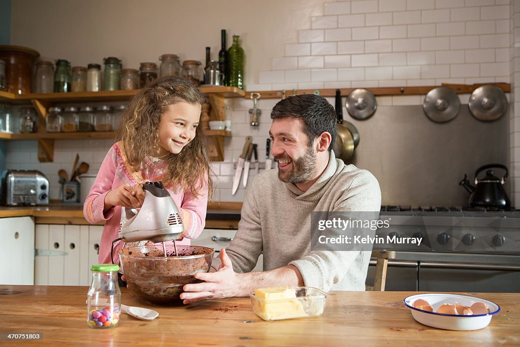 Birthday cake baking with daddy
