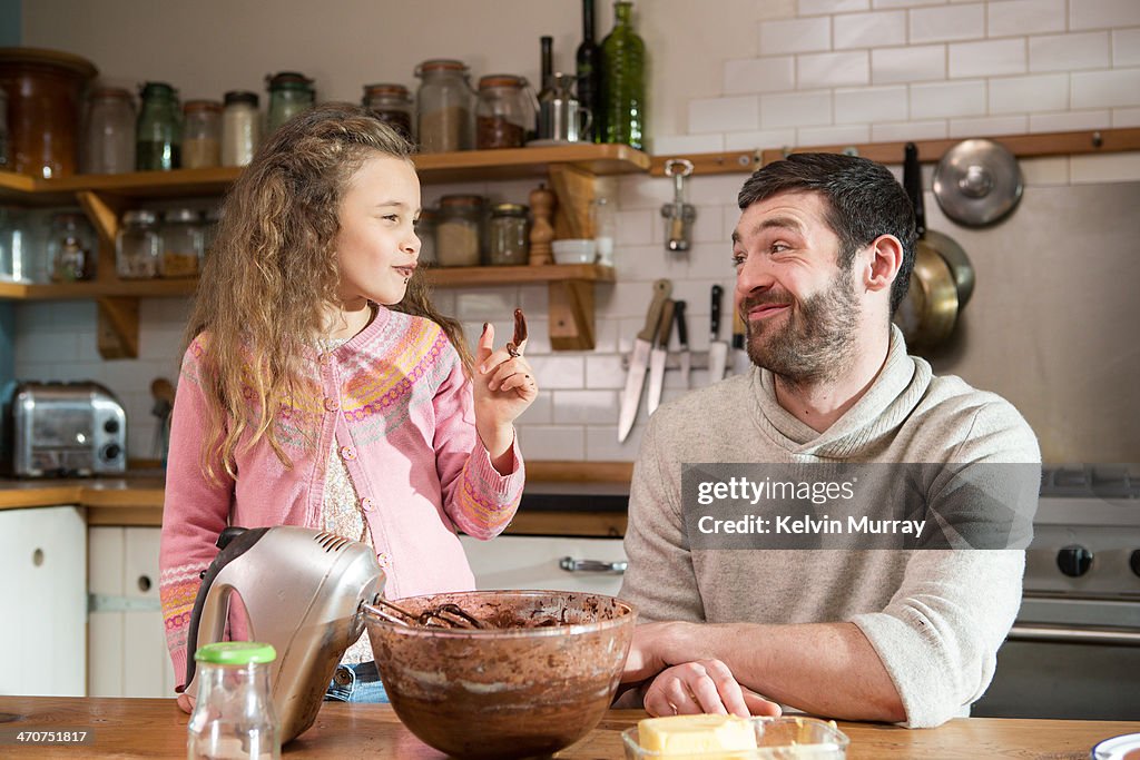 Birthday cake baking with daddy