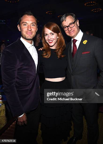 Actor Jude Law, Jessie Henderson and Director Paul Feig attend 2015 Will Rogers Pioneer of the Year Dinner Honoring Jim Gianopulos at Caesars...