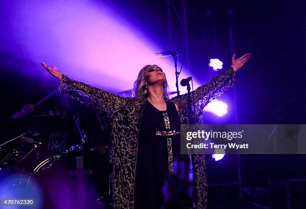 Singer Taylor Momsen of the band The Pretty Reckless performs at the Ryman Auditorium on April 22, 2015 in Nashville, Tennessee.