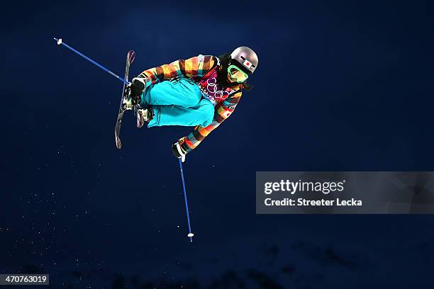 Manami Mitsuboshi of Japan competes in the Freestyle Skiing Ladies' Ski Halfpipe Qualification on day thirteen of the 2014 Winter Olympics at Rosa...