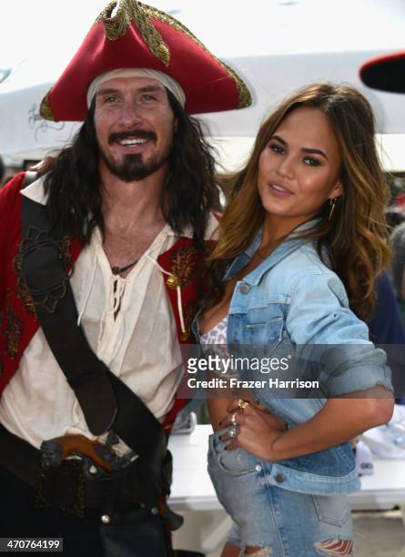 Captain Morgan and Christine Teigen attends Sports Illustrated Swimsuit Beach Volleyball Tournament on Ocean Drive at Miami Beach on February 20,...