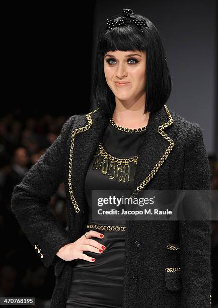 Katy Perry attends the Moschino show as a part of Milan Fashion Week Womenswear Autumn/Winter 2014 on February 20, 2014 in Milan, Italy.