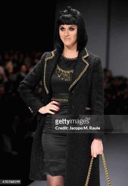 Katy Perry attends the Moschino show as a part of Milan Fashion Week Womenswear Autumn/Winter 2014 on February 20, 2014 in Milan, Italy.