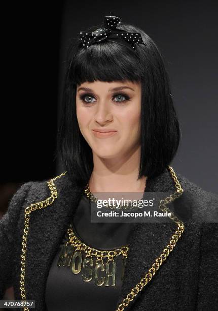 Katy Perry attends the Moschino show as a part of Milan Fashion Week Womenswear Autumn/Winter 2014 on February 20, 2014 in Milan, Italy.