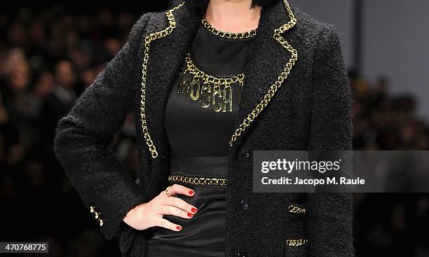 Katy Perry attends the Moschino show as a part of Milan Fashion Week Womenswear Autumn/Winter 2014 on February 20, 2014 in Milan, Italy.