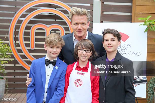 Chefs Logan Guleff, Gordon Ramsay, Nathan Odom and Jimmy Washawsky attend the #Ramsay500 celebration of Gordon Ramsay's 500th episode at Walt Disney...