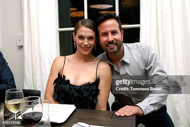 Actress Amanda Righetti and photographer John Russo attend the 2015 Art Of Elysium dinner with photographer John Russo on April 22, 2015 in Los...